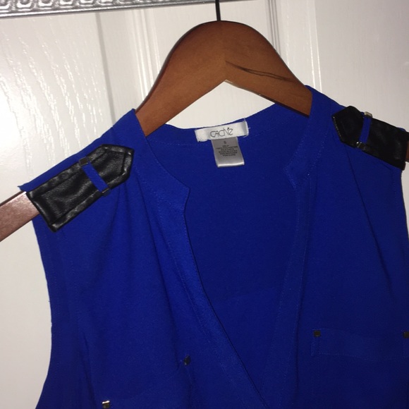 Blue sleeveless tank top blouse - Picture 2 of 2